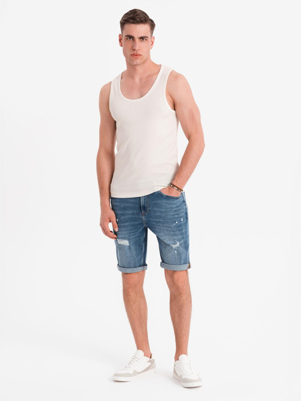 Ombre Clothing Pánské bavlněné basic tričko - bílé