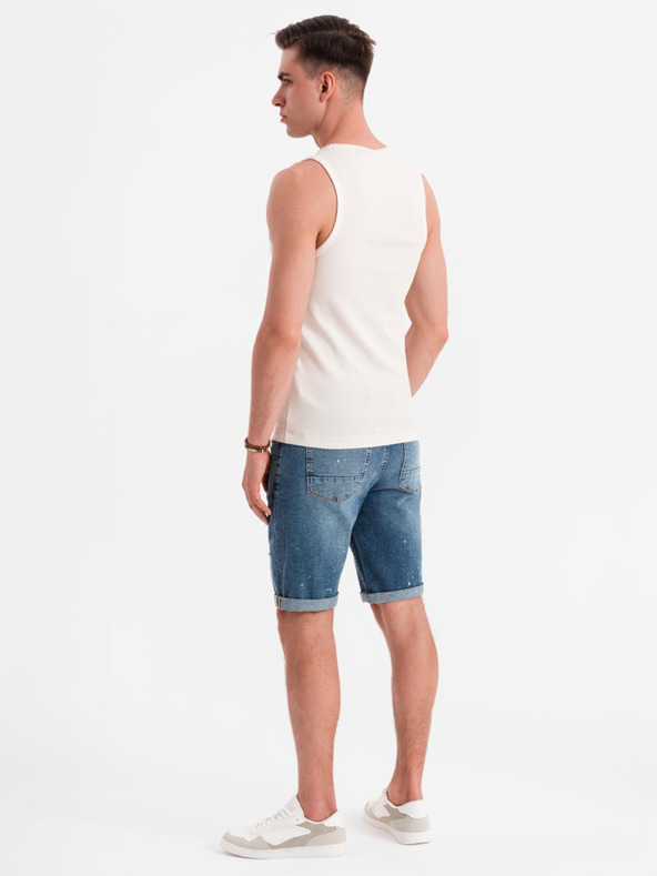Ombre Clothing Pánské bavlněné basic tričko - bílé
