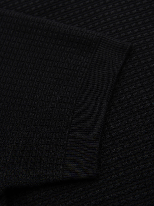 Ombre Clothing Pánské strukturované pletené tričko - černé
