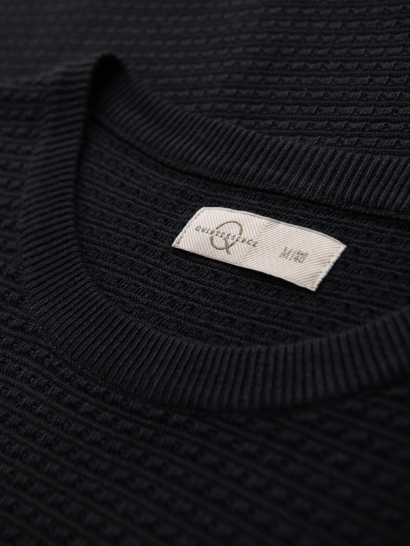 Ombre Clothing Pánské strukturované pletené tričko - černé