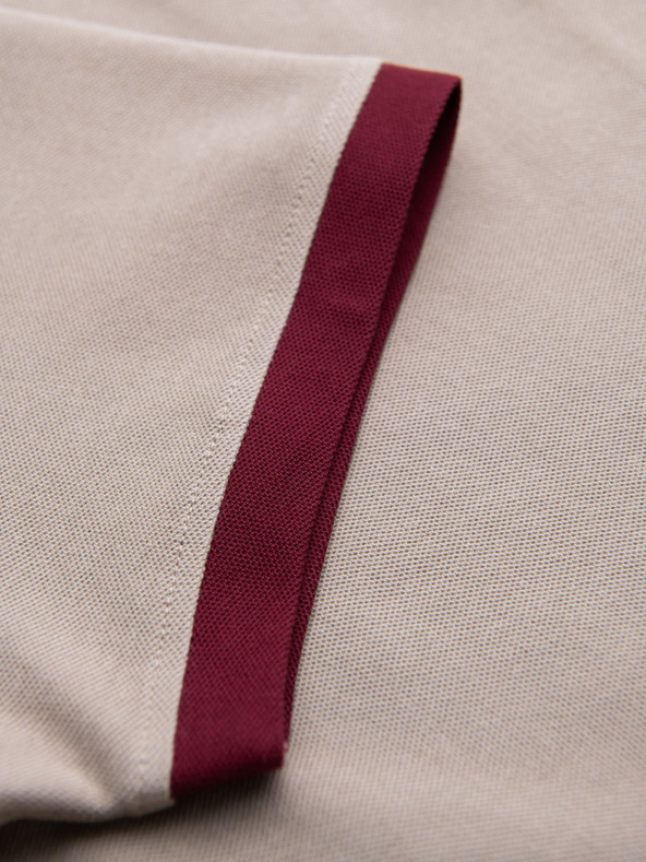 Ombre Clothing Pánské tričko s kontrastními vsadkami a výstřihem do V - béžové