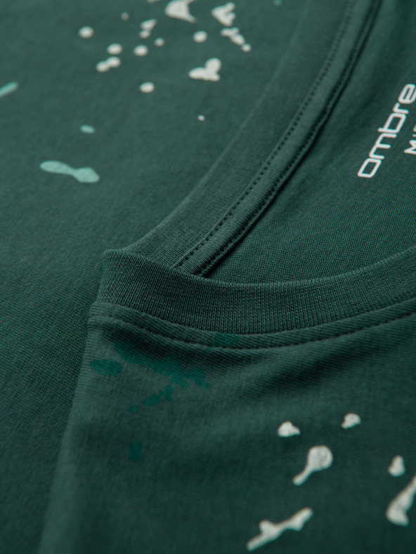 Ombre Clothing Pánské tričko s potiskem a kulatým výstřihem - zelené