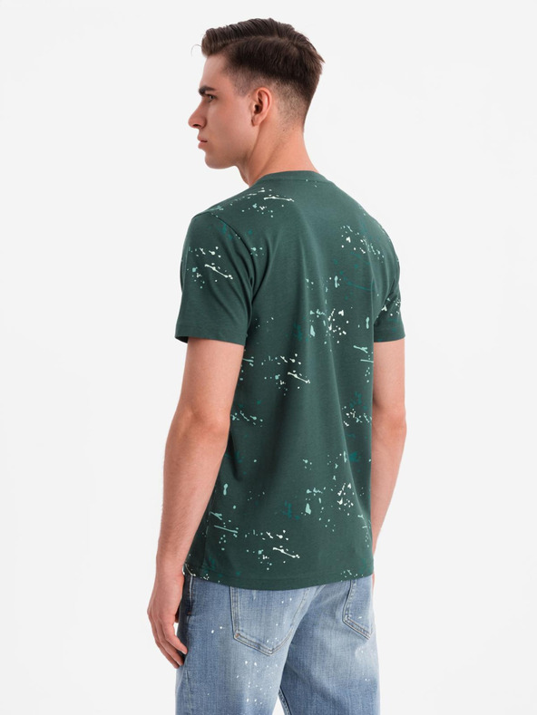 Ombre Clothing Pánské tričko s potiskem a kulatým výstřihem - zelené