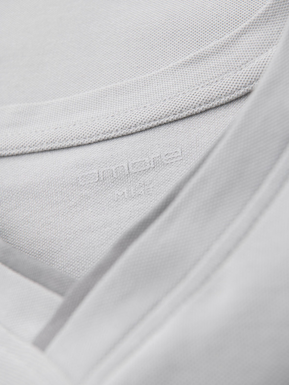 Ombre Clothing Pánské tričko s kontrastními vsadkami a výstřihem do V - světle šedé