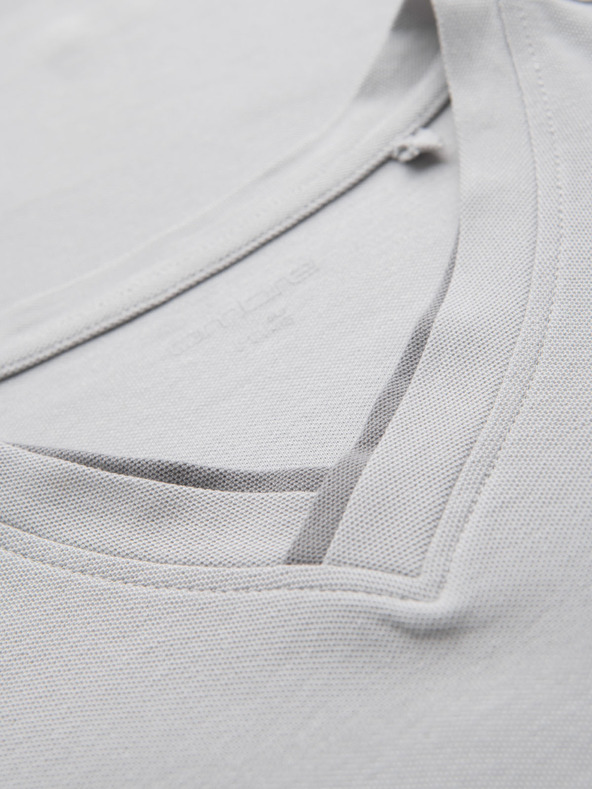 Ombre Clothing Pánské tričko s kontrastními vsadkami a výstřihem do V - světle šedé