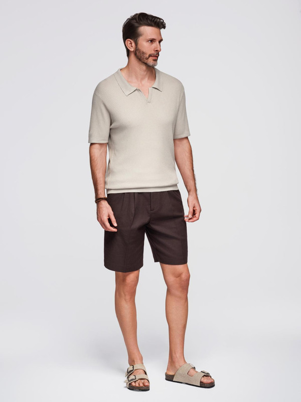 Ombre Clothing Pánská polokošile bez knoflíků s otevřeným límečkem - světle šedá