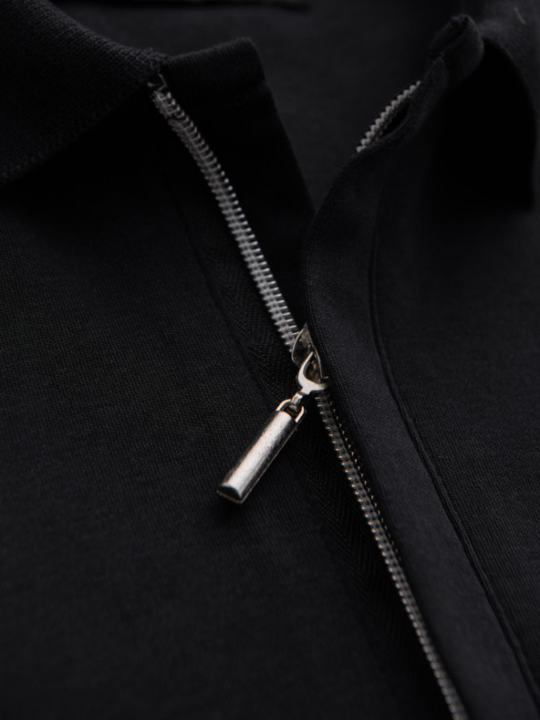 Ombre Clothing Pánská polokošile s výstřihem na zip - černá