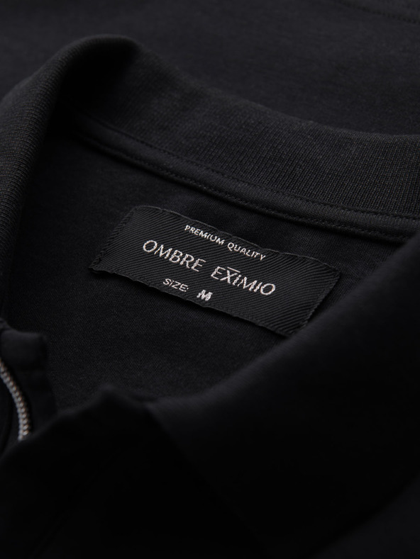 Ombre Clothing Pánská polokošile s výstřihem na zip - černá