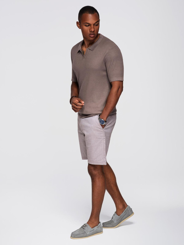 Ombre Clothing Pánská polokošile bez knoflíků s otevřeným límečkem - popel