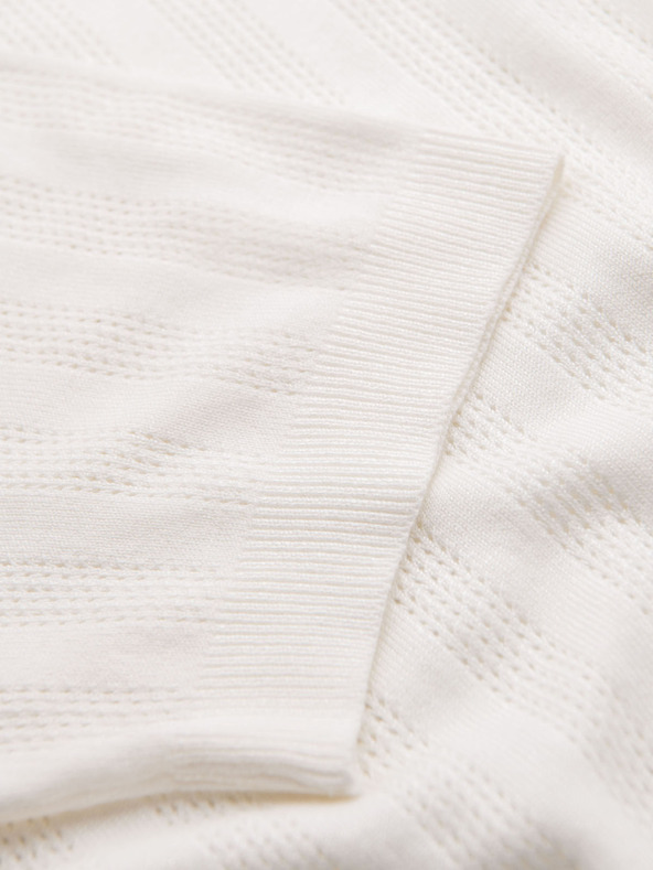 Ombre Clothing Pánský svetr s kulatým výstřihem a krátkými rukávy - bílý