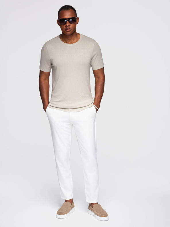 Ombre Clothing Pánská klasická pletená košile s žebrovanými manžetami - světle šedá