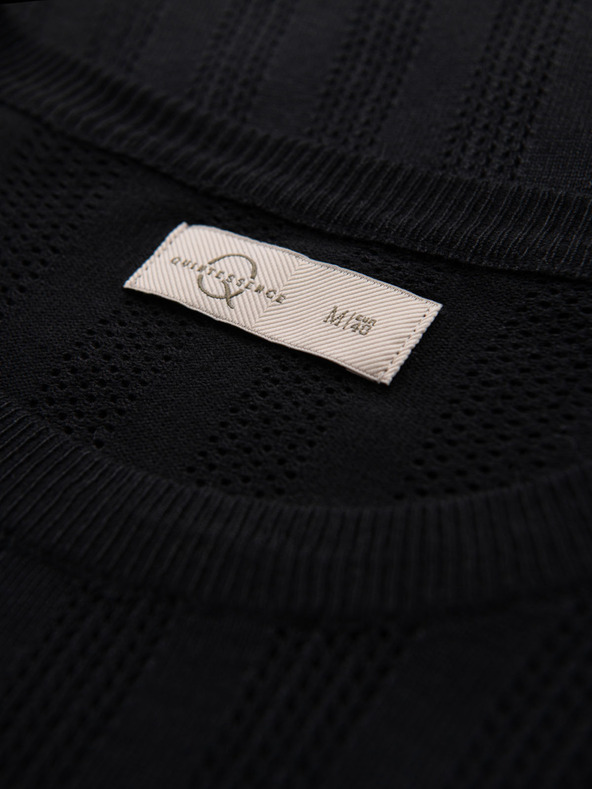Ombre Clothing Pánský svetr s kulatým výstřihem a krátkými rukávy - černý