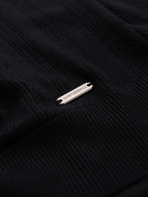 Ombre Clothing Pánský svetr s kulatým výstřihem a krátkými rukávy - černý