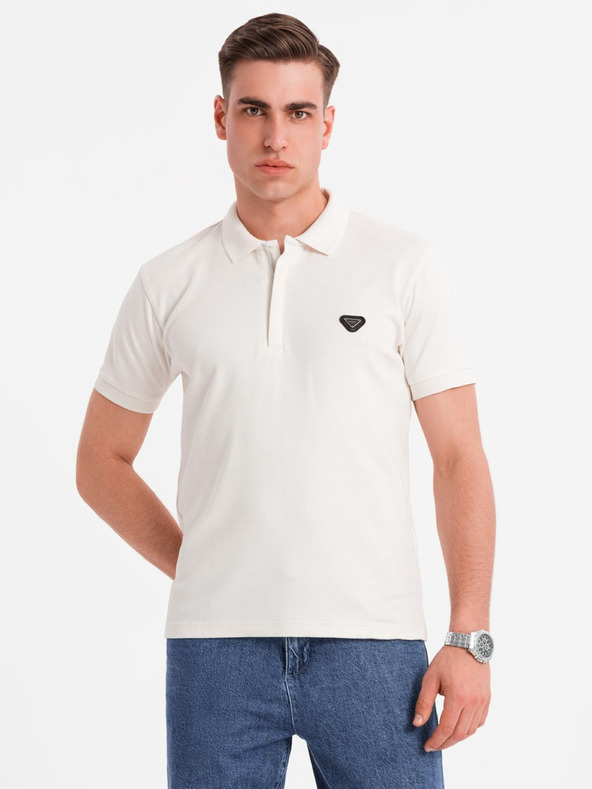 Ombre Clothing Pánská polokošile s výstřihem na zip - bílá
