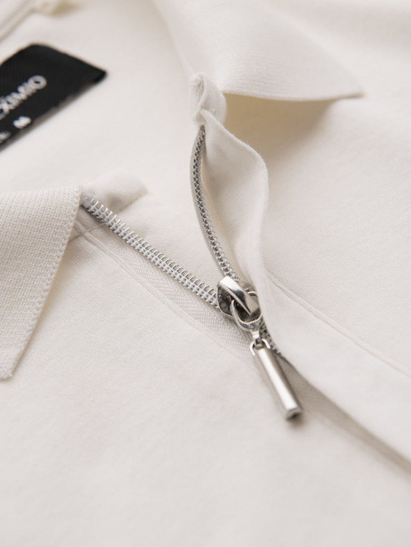 Ombre Clothing Pánská polokošile s výstřihem na zip - bílá