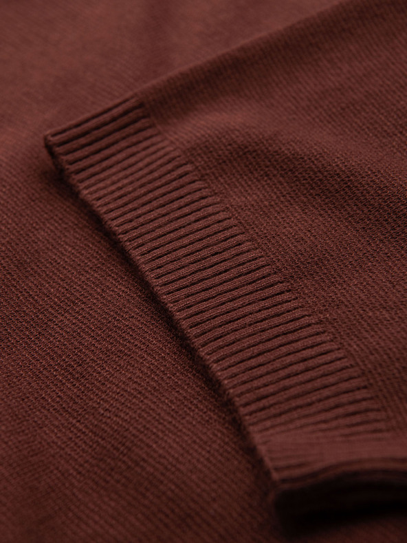 Ombre Clothing Pánská klasická pletená košile s žebrovanými manžetami - teplá hnědá