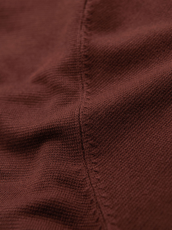 Ombre Clothing Pánská klasická pletená košile s žebrovanými manžetami - teplá hnědá