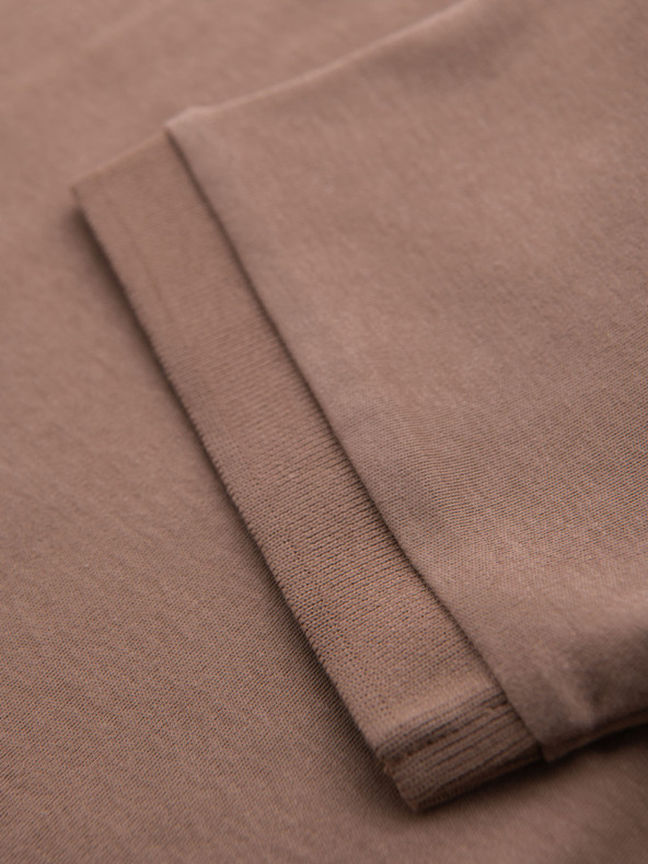 Ombre Clothing Pánská polokošile s výstřihem na zip - světle hnědá