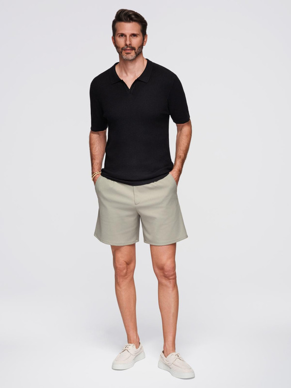 Ombre Clothing Pánská polokošile s otevřeným límečkem bez knoflíků - černá