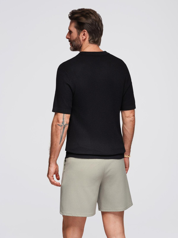 Ombre Clothing Pánská polokošile s otevřeným límečkem bez knoflíků - černá