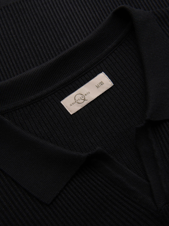 Ombre Clothing Pánská polokošile s otevřeným límečkem bez knoflíků - černá