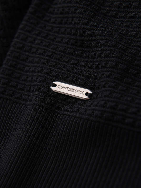 Ombre Clothing Pánská pletená polokošile bez knoflíků - černá