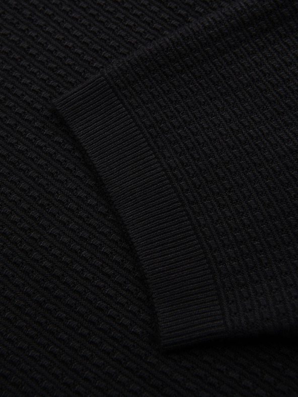 Ombre Clothing Pánská pletená polokošile bez knoflíků - černá