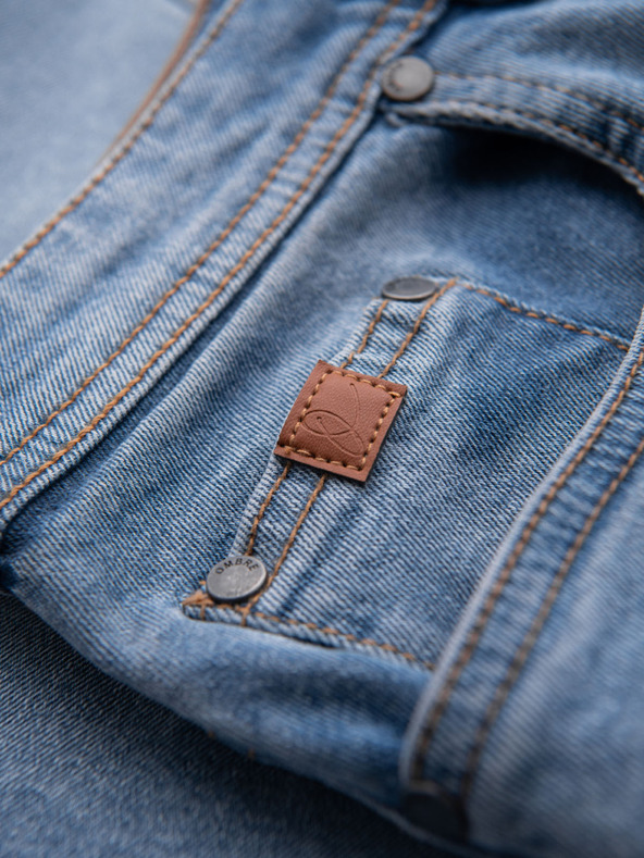 Ombre Clothing Pánské džínové kraťasy klasického střihu - světle modré