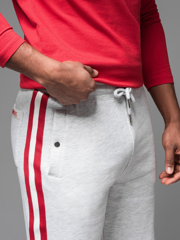 Ombre Clothing Pánské teplákové šortky s lemováním a žebrovaným pasem - šedý melír