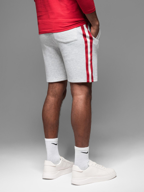 Ombre Clothing Pánské teplákové šortky s lemováním a žebrovaným pasem - šedý melír