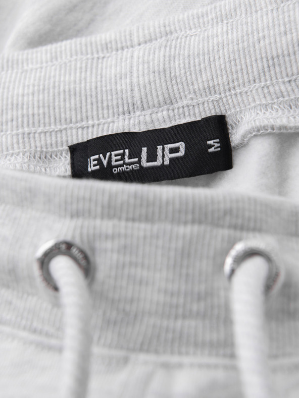 Ombre Clothing Pánské teplákové šortky s lemováním a žebrovaným pasem - šedý melír