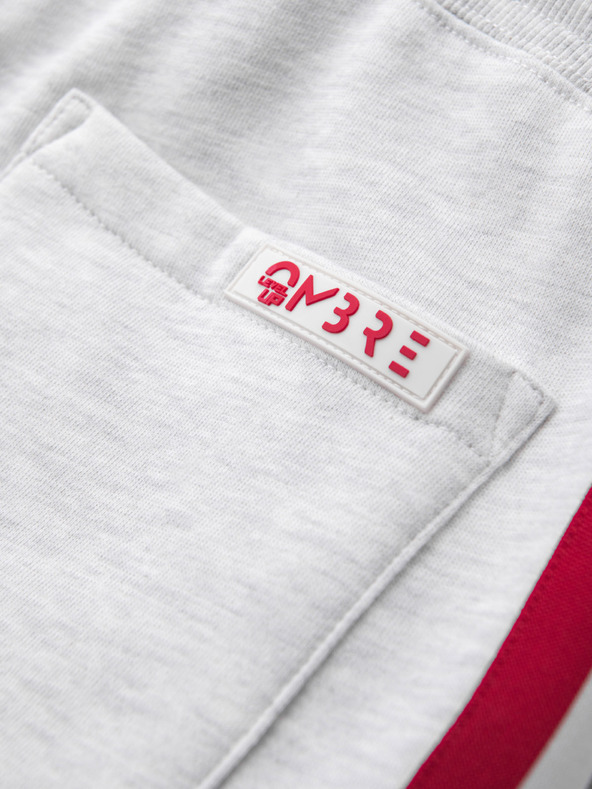 Ombre Clothing Pánské teplákové šortky s lemováním a žebrovaným pasem - šedý melír