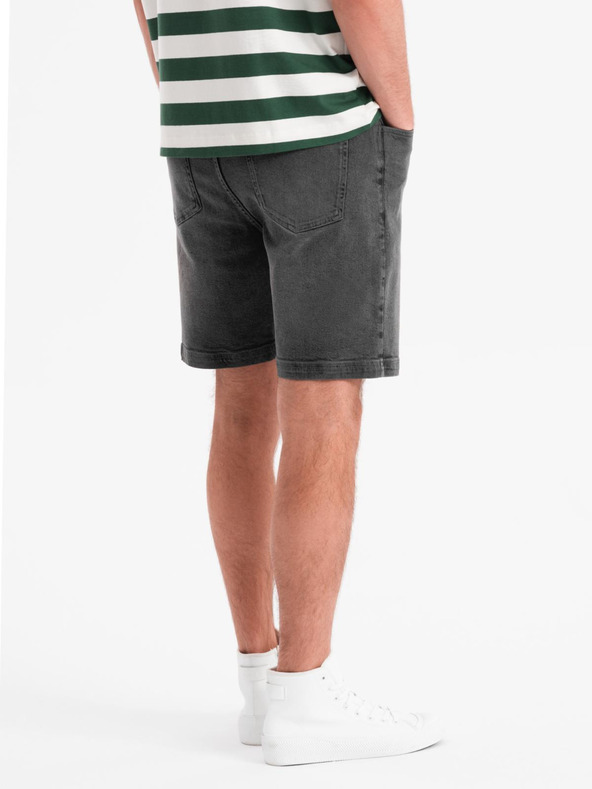 Ombre Clothing Pánské šortky s elastickým pasem a pracím efektem - šedé