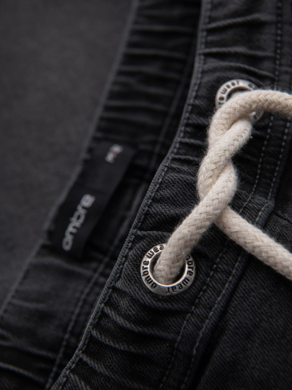 Ombre Clothing Pánské šortky s elastickým pasem a pracím efektem - šedé
