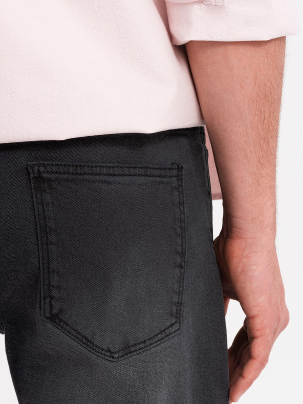 Ombre Clothing Pánské džínové šortky klasického střihu - černé