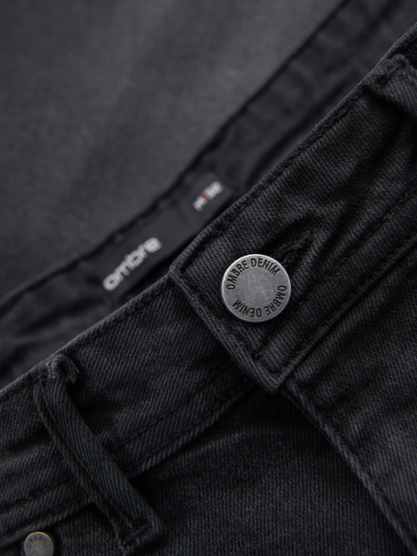Ombre Clothing Pánské džínové šortky klasického střihu - černé