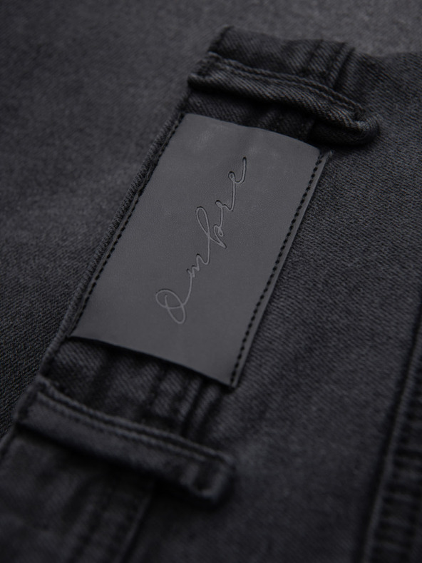 Ombre Clothing Pánské džínové šortky klasického střihu - černé