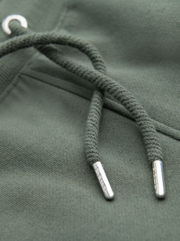 Ombre Clothing Pánské teplákové šortky s lemováním a žebrovaným pasem - olivová