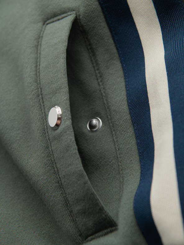 Ombre Clothing Pánské teplákové šortky s lemováním a žebrovaným pasem - olivová