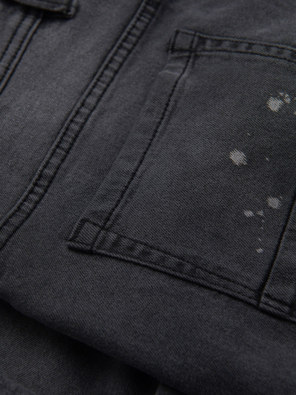 Ombre Clothing Pánské krátké džínové šortky s roztržením a ohrnutou nohavicí - šedé