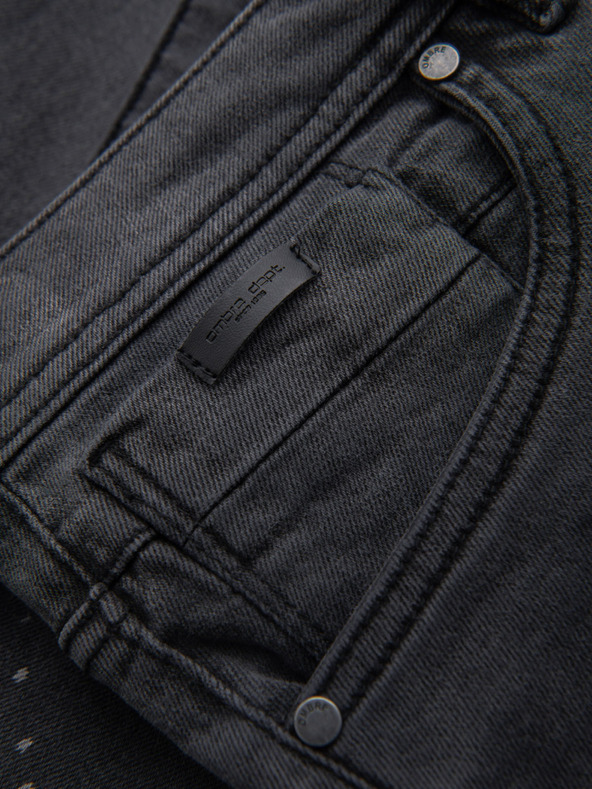 Ombre Clothing Pánské krátké džínové šortky s roztržením a ohrnutou nohavicí - šedé