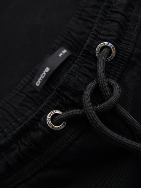 Ombre Clothing Pánské bavlněné šortky s elastickým pasem - černé