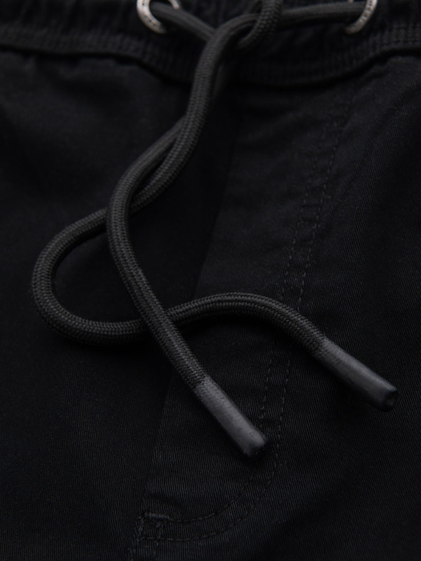 Ombre Clothing Pánské bavlněné šortky s elastickým pasem - černé