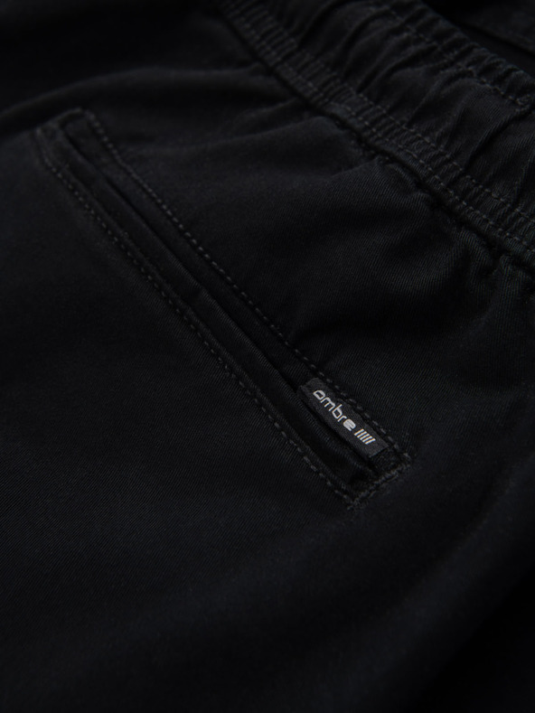 Ombre Clothing Pánské bavlněné šortky s elastickým pasem - černé