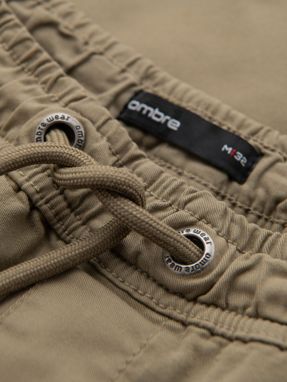 Ombre Clothing Pánské šortky volného střihu s cargo kapsami - světle olivové