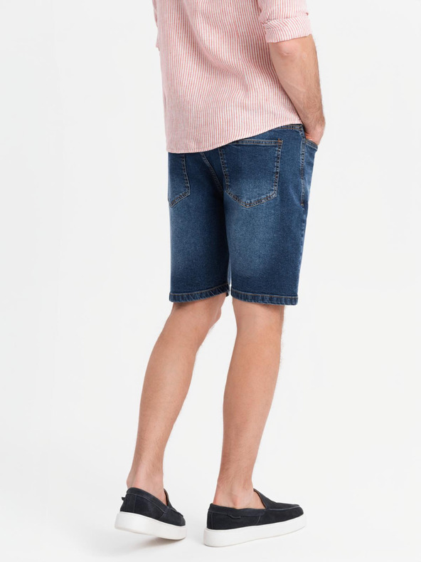Ombre Clothing Pánské džínové šortky klasického střihu - tmavě modré