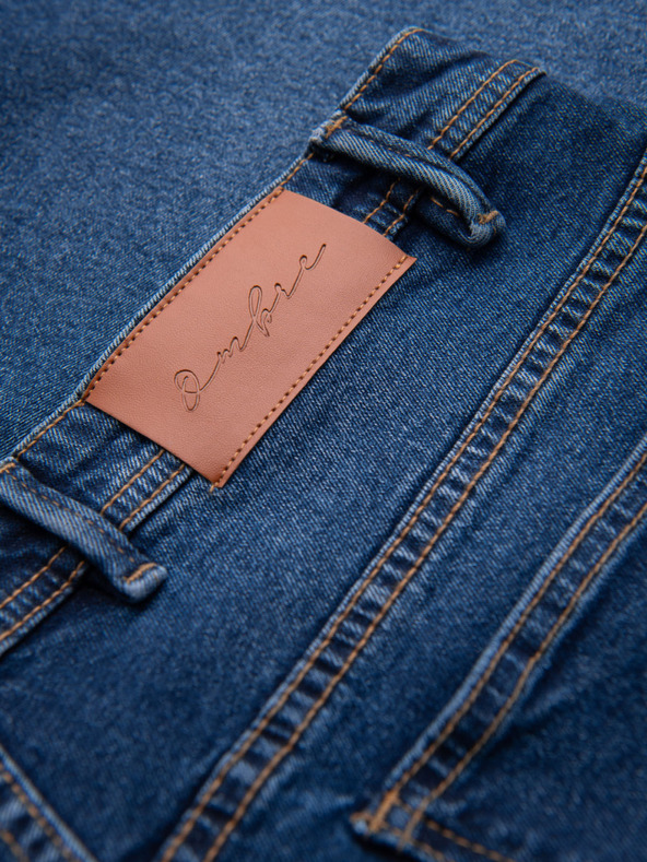 Ombre Clothing Pánské džínové šortky klasického střihu - tmavě modré
