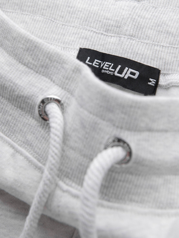Ombre Clothing Pánské tepláky s lemováním a žebrováním na nohavicích - šedý melír
