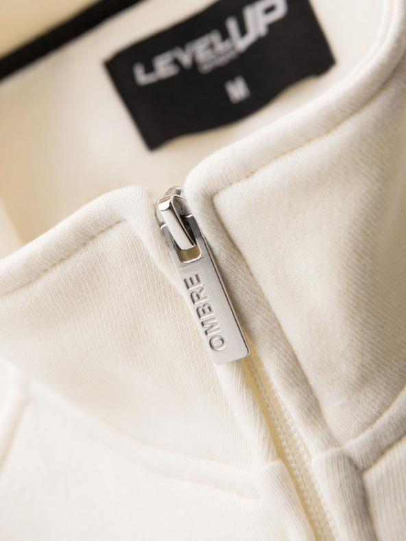 Ombre Clothing Pánská mikina s vysokým límcem a lemováním - krémová