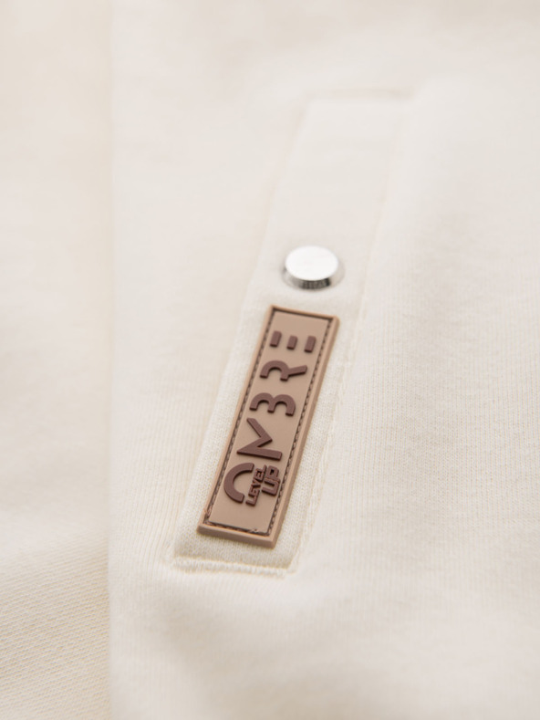 Ombre Clothing Pánská mikina s vysokým límcem a lemováním - krémová